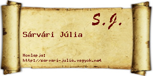 Sárvári Júlia névjegykártya